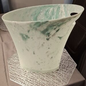 Umbra Marbled Green and White Trash Basket